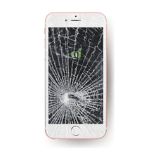 iPhone 螢幕破裂維修前照片，顯示玻璃裂痕與液晶損壞
