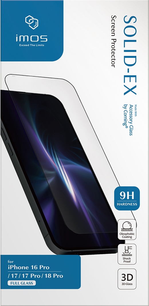 imos iPhone 18 Pro / 18 Pro Max 康寧玻璃保護貼 3D