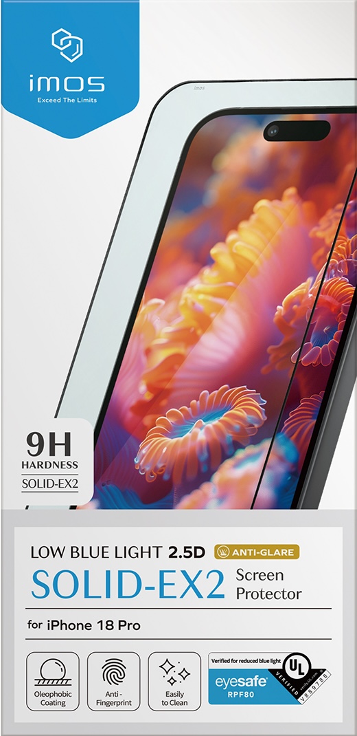 imos iPhone 18 Pro / 18 Pro Max RPF80 低藍光霧面玻璃保護貼